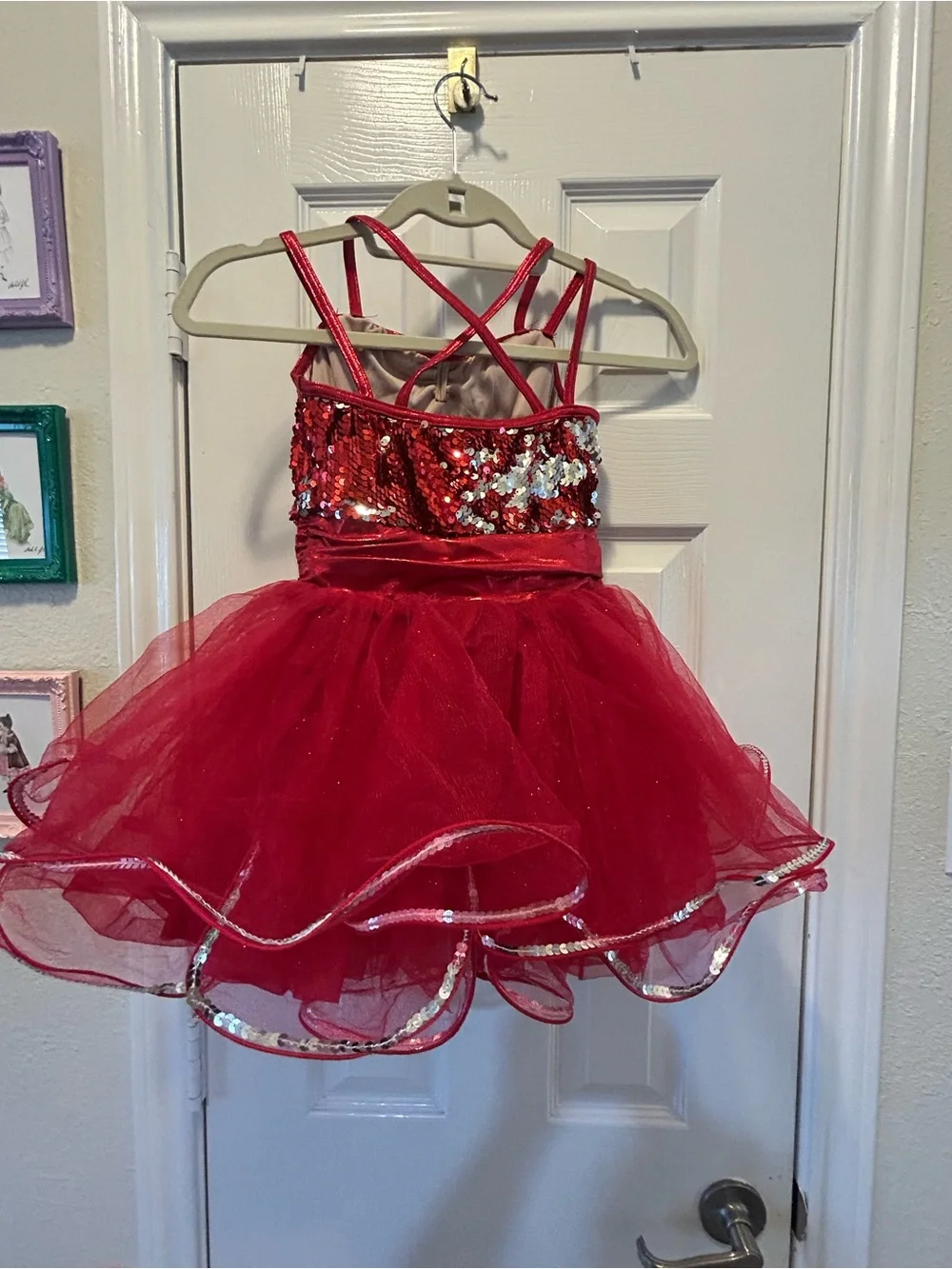 Weissman Red Sequin Tutu Dance Dress